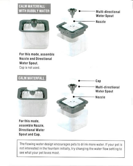 Denik Pets Pet Water Automat Plastic Adăpătoare / Fântână pentru Câine & Pisică 2.5lt în Culoare Gri