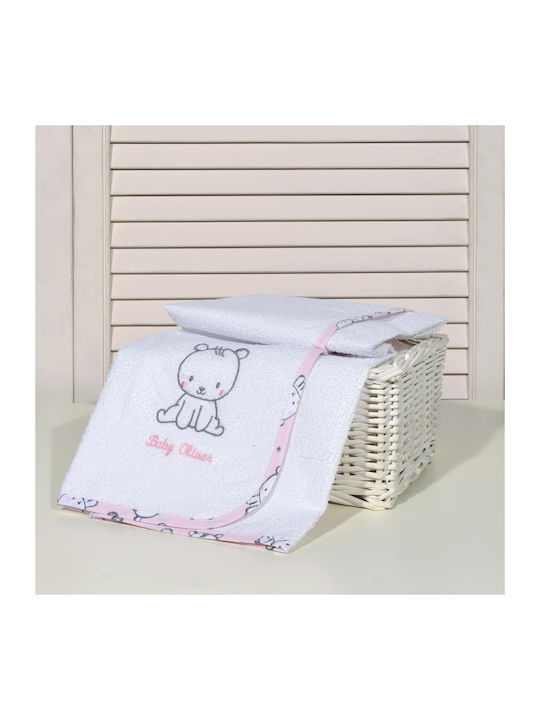 Baby Oliver Flannel Swaddle Wrap Pink 80x80cm.