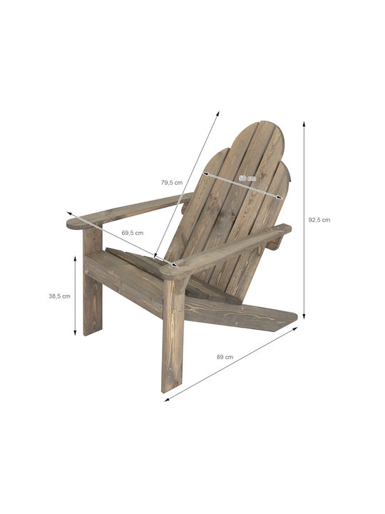 Outdoor Chair Wooden Adirondack Brown 92.5x69.5x89cm