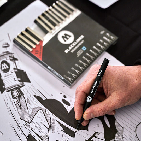 Molotow Schwarz Designmarker 0,05 mm Set mit 13 Stück