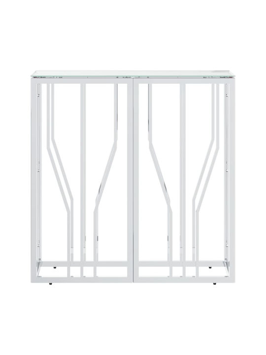 Console Table Metal with Glass Surface Silver L70xW30xH70cm