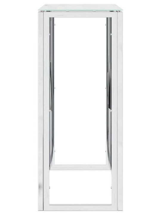 Console Table Metal with Glass Surface Silver L70xW30xH70cm