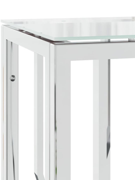 Console Table Metal with Glass Surface Silver L70xW30xH70cm