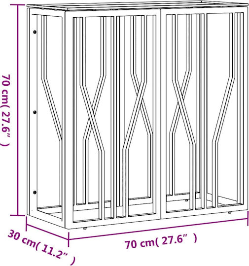 Конзолна маса Метална със Стъклено Покритие Сребрист Д70xШ30xВ70cm