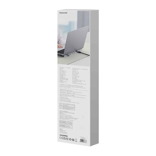 Baseus EliteJoy Gen2 USB-C Docking Station με HDMI/DisplayPort 4K PD Ethernet και σύνδεση 2 Οθονών Γκρι