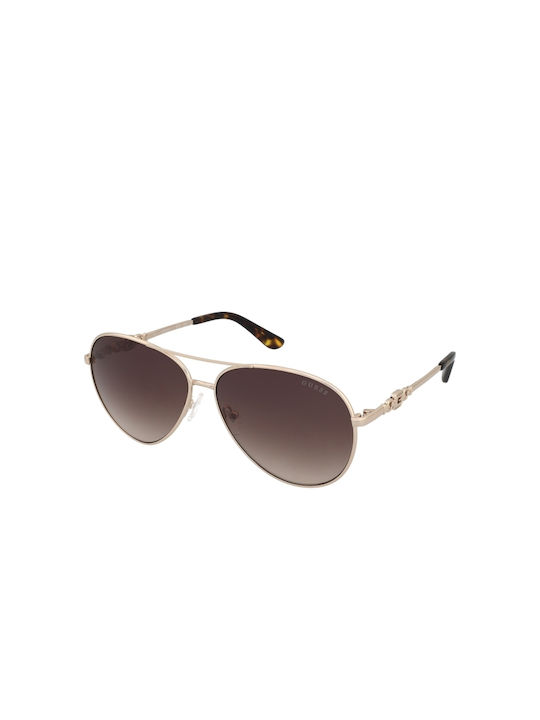 Guess Women's Sunglasses with Gold Metal Frame and Brown Gradient Lens GU7885 32F