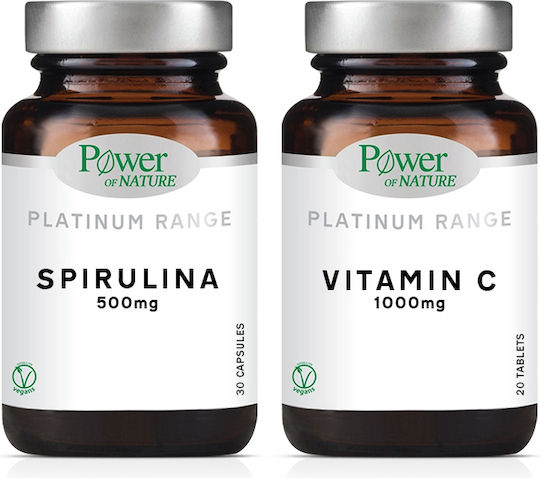 Power Of Nature Σπιρουλίνα Platinum Range Spirulina 500mg 30 ταμπλέτες & Vitamin C 1000mg 20 ταμπλέτες 500mg