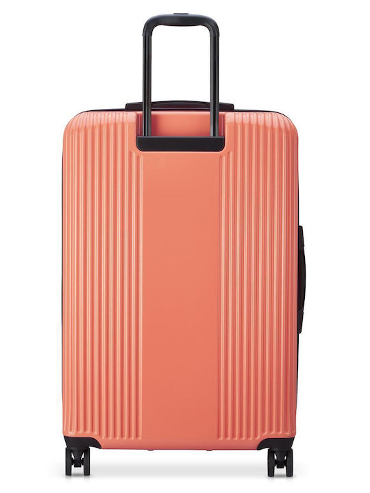 Delsey Ophelie Large Hard Suitcase Coral Pink with 4 Wheels Height 77cm