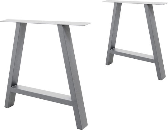 ECD Germany Metallic Furniture Leg 2 Pieces Suitable for Table / Coffee Table / Office 70x72cm Gray