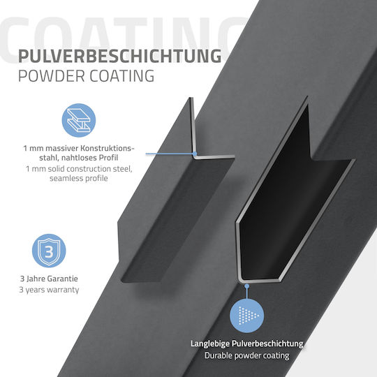 ECD Germany Metallisches Möbelbein Für Tisch / Beistelltisch / Büro 80x72cm Graue