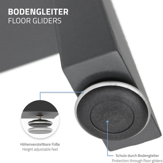 ECD Germany Adesign Metallisches Möbelbein 2Stücke Für Tisch / Beistelltisch / Büro 70x72cm Graue