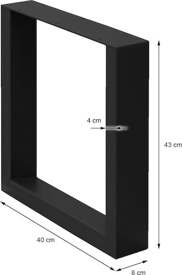 ECD Germany Metallisches Möbelbein 2 Stück Für Tisch / Beistelltisch 40x43cm Schwarze