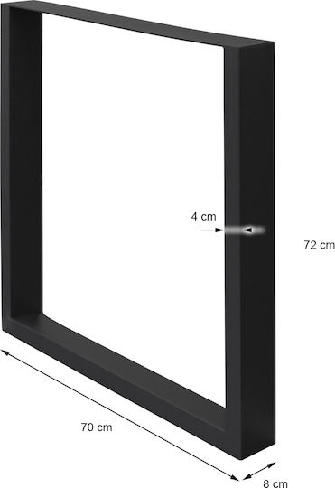 ECD Germany Metallisches Möbelbein 2Stücke Für Tisch Beistelltisch Büro 70x72cm Schwarze