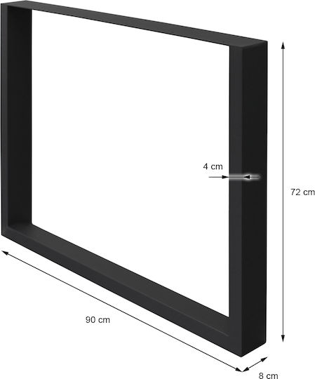 ECD Germany Picior De Mobilier Din Lemn 2 Bucăți Potrivit Pentru Masă / Măsuță / Birou 90x72cm Negru