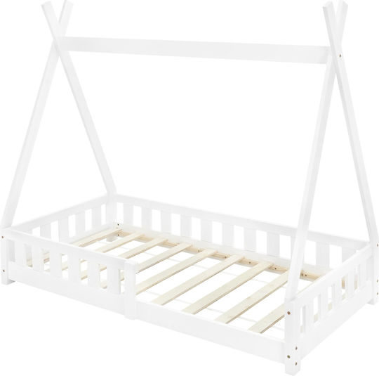 Kinderbett Montessori Einzeln Weiß für Matratze 80x160cm