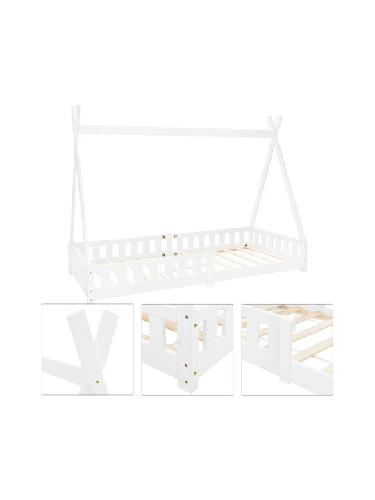 Kinderbett Montessori Einzeln Weiß für Matratze 90x200cm