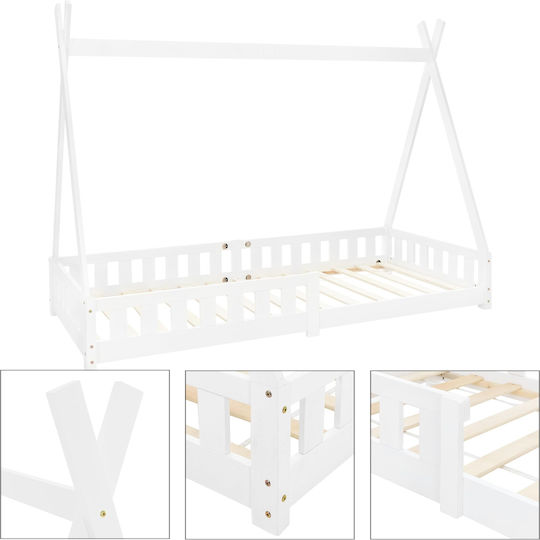 Kids Bed Montessori Single White for Mattress 90x200cm