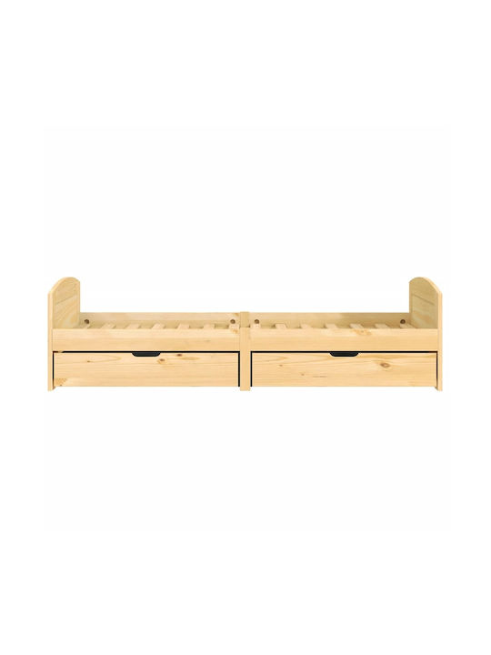 Irun Kids Bed Single with Storage Space Solid Pine Wood for Mattress 90x200cm