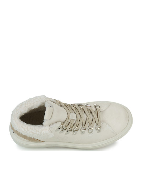 Γυναικεία Flatforms Μποτάκια Λευκά