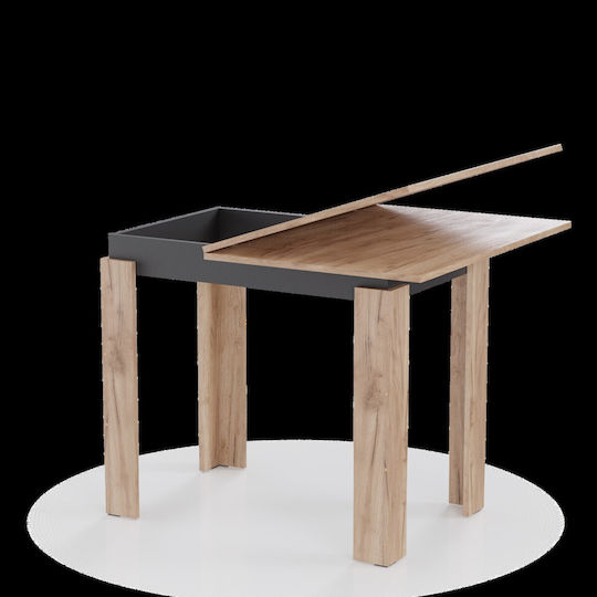 Family Table Kitchen Extendable Wooden Gold Oak-carbon black 90x60x77cm