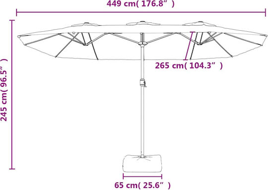 Umbrelă Rotundă Metalică Verde Φ4.49xÎ2.45m