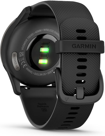 Garmin vívomove Trend Stainless Steel 40mm Αδιάβροχο Smartwatch με Παλμογράφο (Μαύρο)