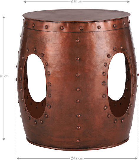 Masă Laterală Rotundă Metalică Portocalie Î38xL38xÎ45cm
