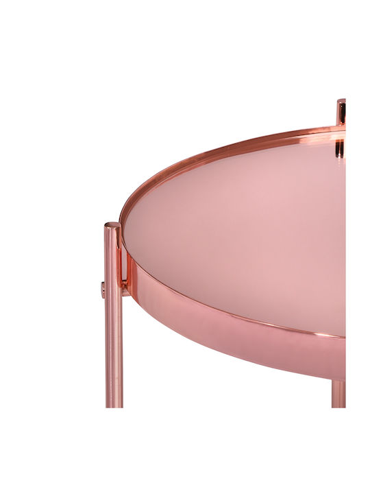 Masă Laterală Rotundă Mese De Cafea Din Sticlă Roz L43xL43xÎnălțime45cm