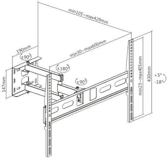 Bracket LCD36-2 Wall TV Mount up to 65" and 25kg