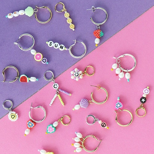Borgo de Pazzi LETTERS SYMBOLS Acrylic Craft Beads Purple 4pcs 7mm