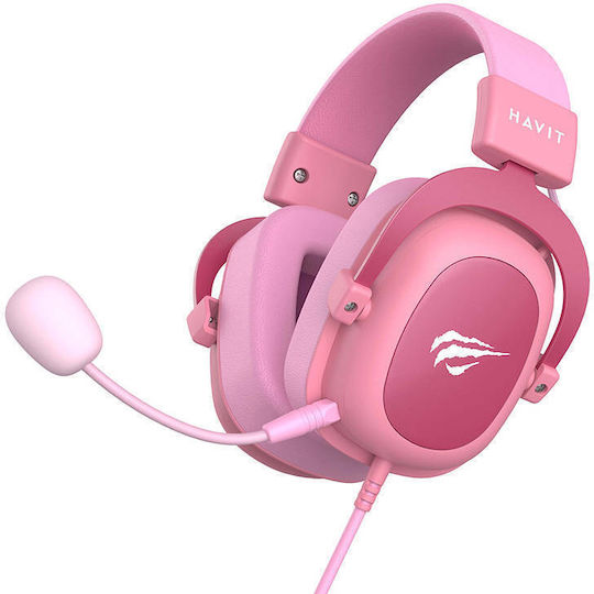 Havit H2002D Over Ear Gaming Headset με σύνδεση 3.5mm Ροζ