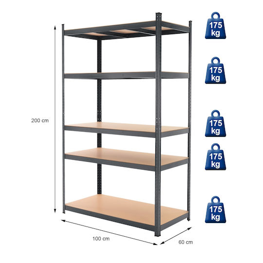 ECD Germany Dexion Shelf 100x60x200cm With 5 Shelves Total Load Capacity 875kg