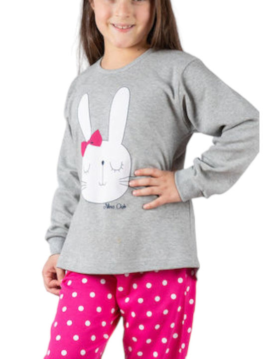 Nina Club Kinder Schlafanzug Winter Baumwolle Gray Rabbit