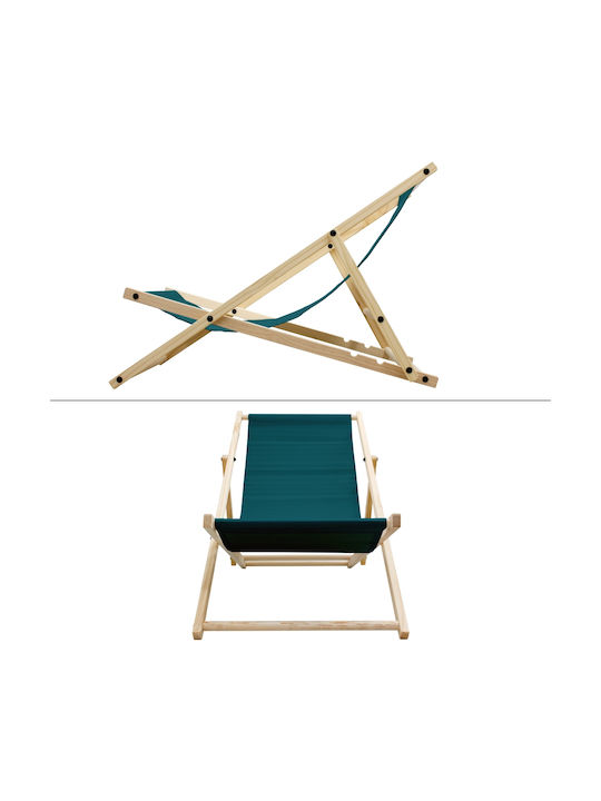 Deckchairs Wooden with Green Fabric 117x52x10cm