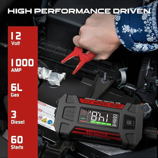 Lokithor J1000 Portable Car Battery Jump Starter 1000A with Power Bank / USB 12V