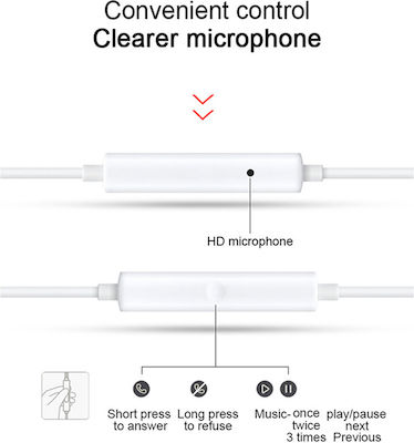 Oppo MH147 Earbuds Handsfree με Βύσμα USB-C Λευκό