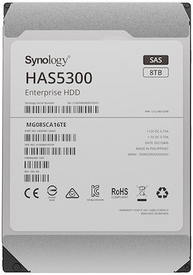 Synology HAS5300 8TB HDD Hard Drive 3.5" SAS 3.0 7200rpm with 256MB Cache for NAS