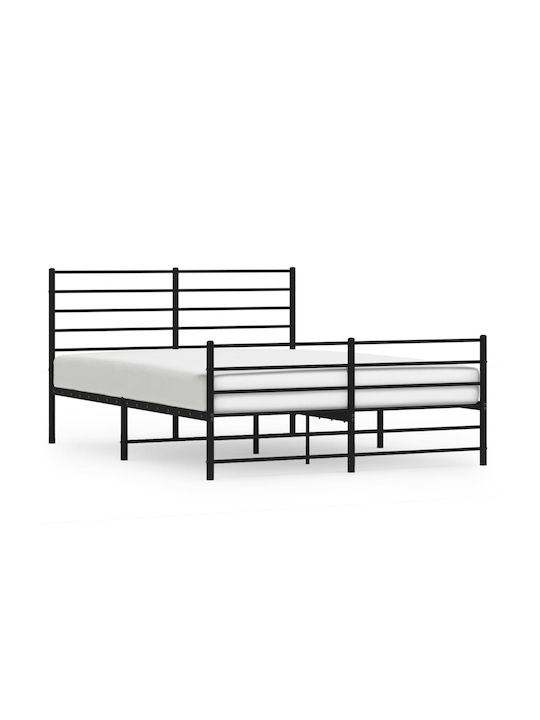 Κρεβάτι Ημίδιπλο Μεταλλικό Μαύρο με Τάβλες για Στρώμα 120x200cm