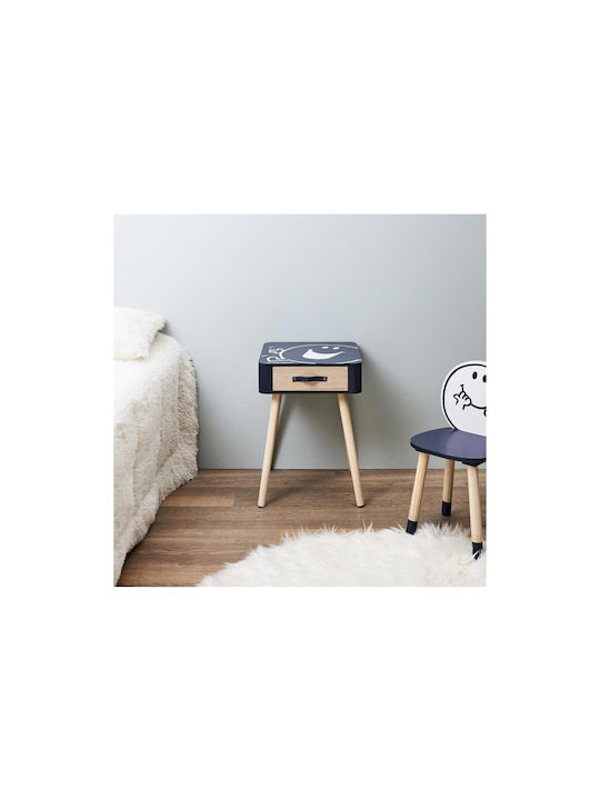 Wooden Kids Bedside Table Navy Blue 35x35x48cm