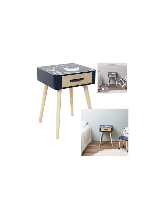 Wooden Kids Bedside Table Navy Blue 35x35x48cm