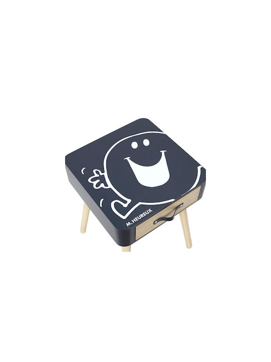 Wooden Kids Bedside Table Navy Blue 35x35x48cm