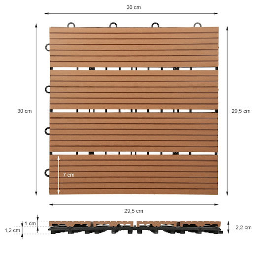 ECD Germany WPC Garden Decking Board 30x30cm