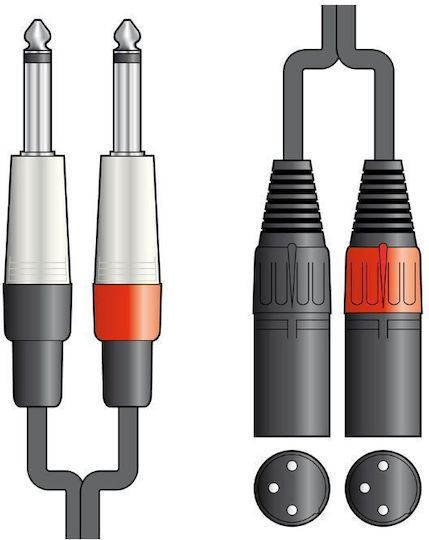Citronic 26J-2XM600 XLR male to 6.3mm male 6m Cable (190.036UK)