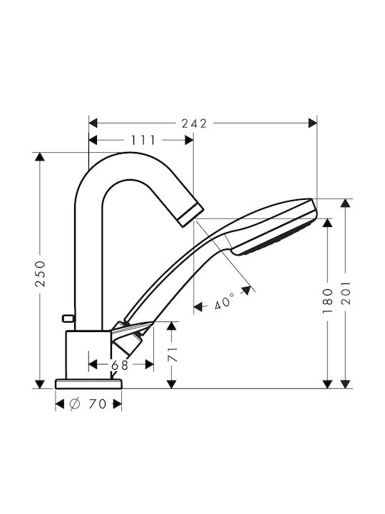 Hansgrohe Logis Αναμεικτική Μπαταρία Μπανιέρας Ασημί