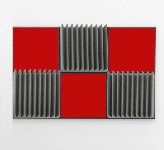 EQ Acoustics EQ-WD60G+CP60Red+Spray Set of Acoustic Treatment Materials in Wedge Design 60cm x 60cm x 50mm in Red Color