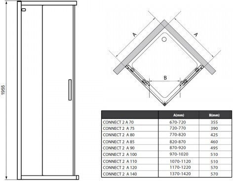 Ideal Standard Connect 2 Кабинет Душ с Плъзгащи се Врата 90x90x195см Ideal Standard Connect 2 Кабинет Душ с Плъзгащи се Врата 90x90x195см