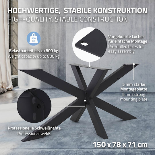 ML-Design Стойка за маса от Метал в Черен Цвят 78x71x150см