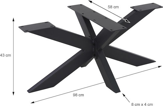 ML-Design Βάση Τραπεζιού Μεταλλική Μαύρη 98x58x43cm