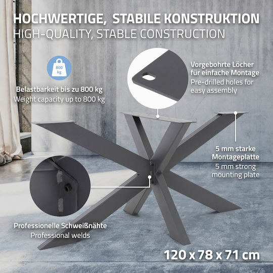 ML-Design Stand de masă din Metal în Culoare Gri 68x71x120cm