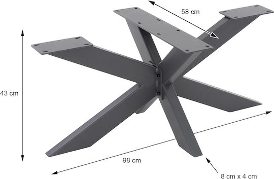 ML-Design Βάση Τραπεζιού Μεταλλική Γκρι 98x58x43cm
